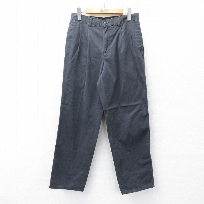 W29★古着 パンツ メンズ コットン 濃グレー 25oct01 中古 ボトムス ロング