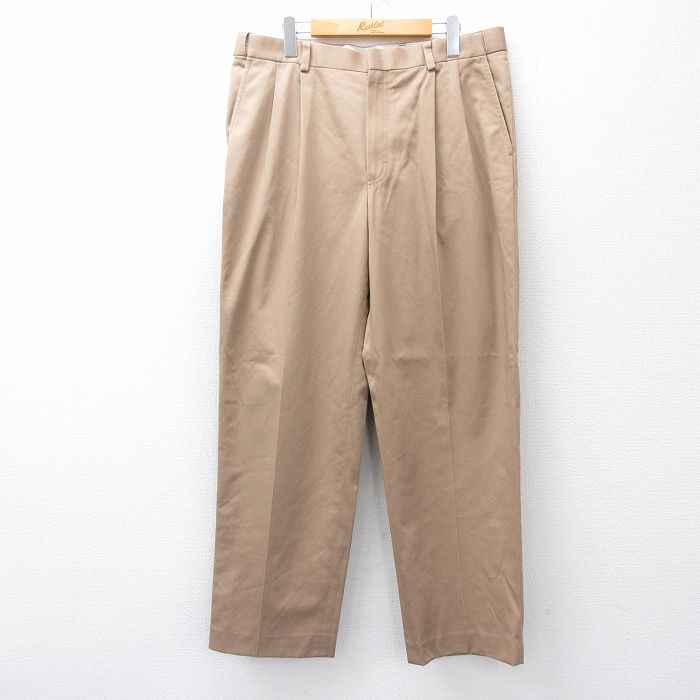 W35★古着 エルエルビーン LLBEAN スラックス パンツ メンズ 00年代 00s コットン ベージュ カーキ 25oct01 中古 ボトムス ロング