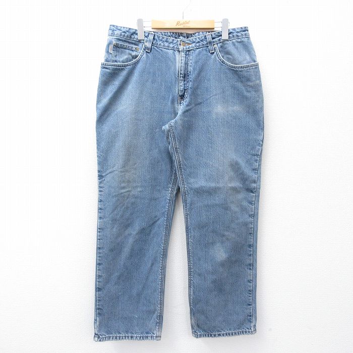 W36★古着 カーハート Carhartt ジーンズ メンズ 紺 ネイビー デニム 25oct01 中古 ボトムス ジーパン Gパン ロング パンツ