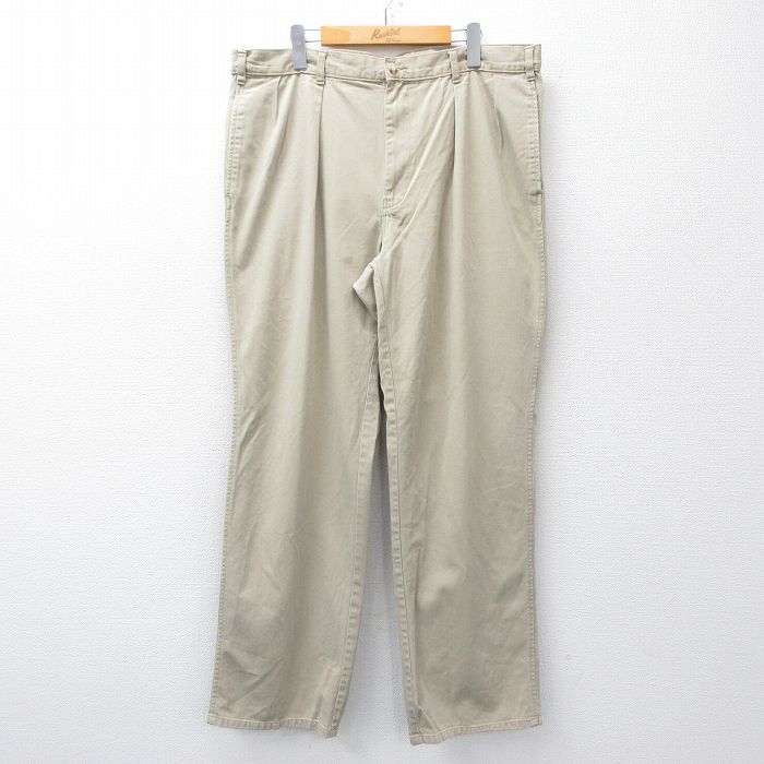 W38★古着 ラルフローレン Ralph Lauren ブランド チノ パンツ チノパン メンズ 90年代 90s コットン ベージュ カーキ 25oct01 中古 ボトムス ロング