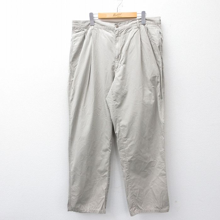 W37★古着 ラルフローレン Ralph Lauren ブランド チノ パンツ チノパン メンズ 90年代 90s コットン 薄グレー系 【spe】 25oct01 中古 ボトムス ロング