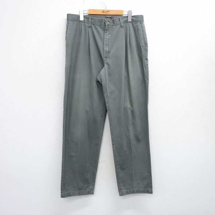 W36★古着 ラングラー Wrangler パンツ メンズ コットン 緑系 グリーン 25oct02 中古 ボトムス ロング