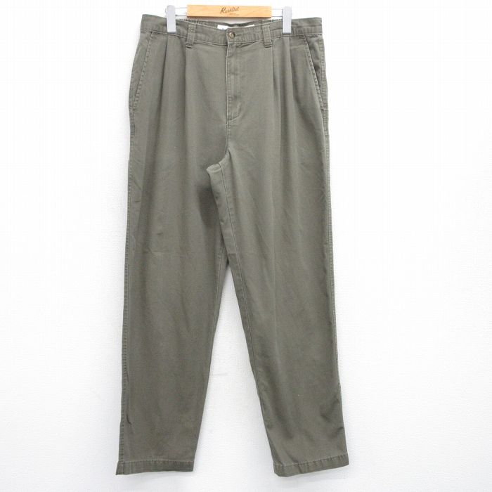 W35★古着 ドッカーズ パンツ メンズ コットン 緑系 グリーン 25oct02 中古 ボトムス ロング