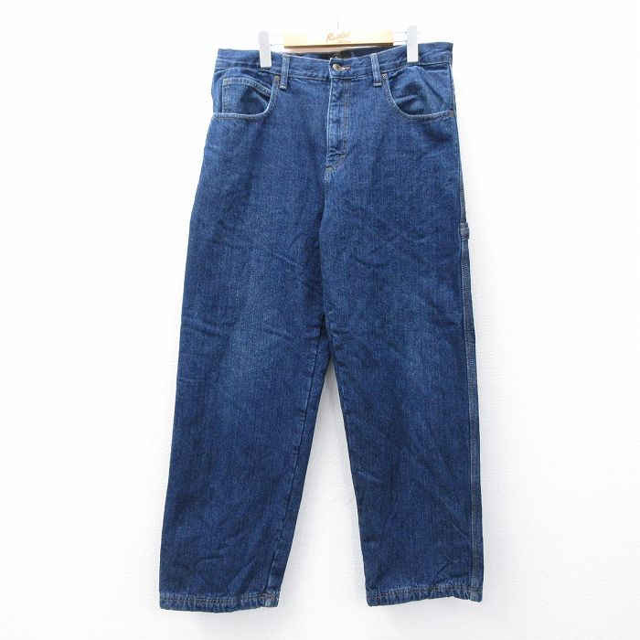 W34★古着 レッドヘッド ペインター パンツ メンズ 00年代 00s コットン 濃紺 ネイビー デニム 内側フリース 【spe】 25oct02 中古 ボトムス ロング