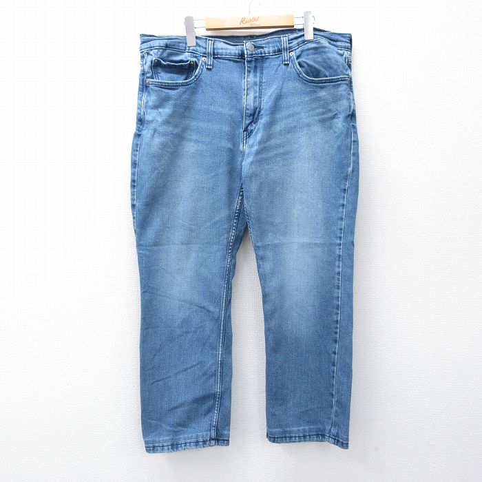 W38★古着 リーバイス Levis 514 ジーンズ メンズ ヒゲ 紺 ネイビー デニム 25oct02 中古 ボトムス ジーパン Gパン ロング パンツ