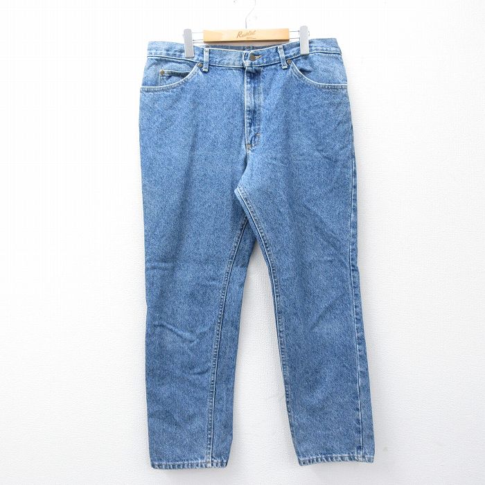 W38★古着 リー Lee ジーンズ メンズ 90年代 90s コットン USA製 紺 ネイビー デニム 25oct02 中古 ボトムス ジーパン Gパン ロング パンツ