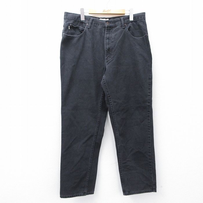 W37★古着 エルエルビーン LLBEAN ジーンズ メンズ 00年代 00s コットン 黒 ブラック デニム 25oct02 中古 ボトムス ジーパン Gパン ロング パンツ
