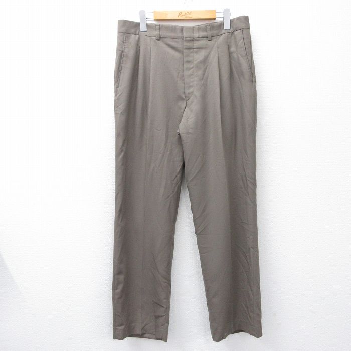 W34★古着 スラックス パンツ メンズ 90年代 90s USA製 茶系 ブラウン 25oct02 中古 ボトムス ロング
