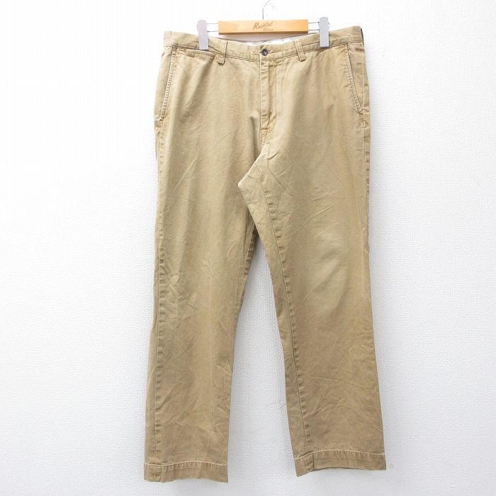 W38★古着 ラルフローレン Ralph Lauren ブランド パンツ メンズ コットン ベージュ系 カーキ 25oct02 中古 ボトムス ロング
