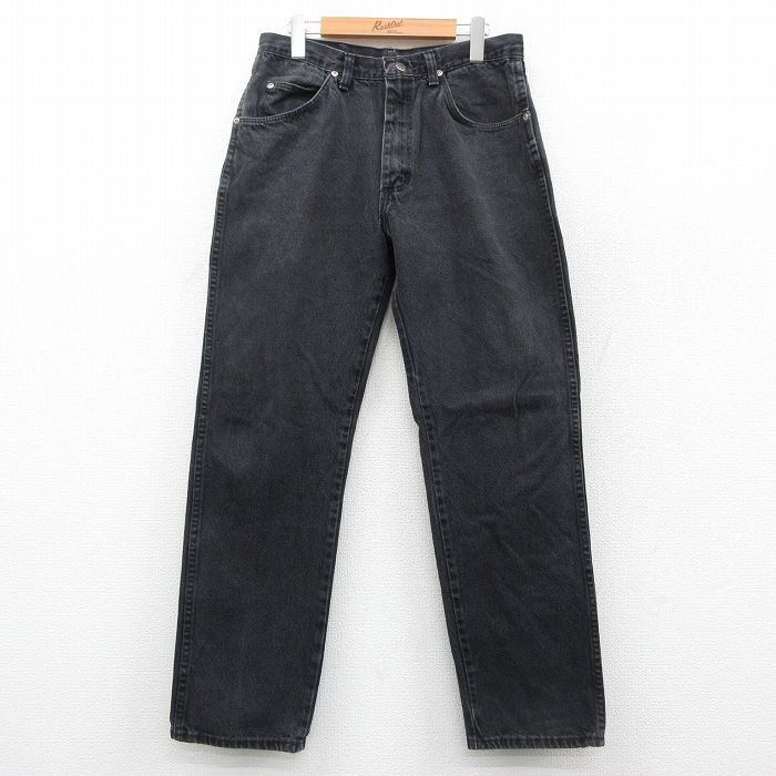 W33★古着 ラングラー Wrangler ジーンズ メンズ 90年代 90s コットン USA製 黒 ブラック デニム 【spe】 25oct02 中古 ボトムス ジーパン Gパン ロング パンツ