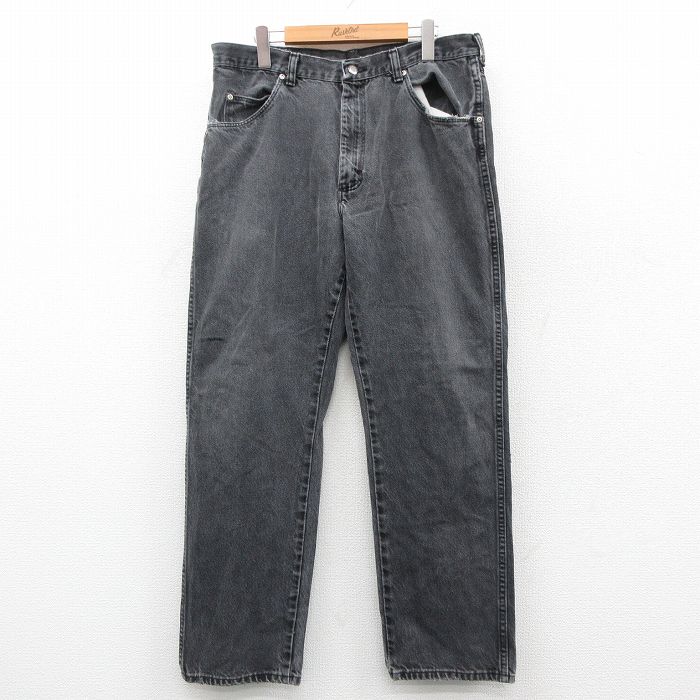 W36★古着 ラングラー Wrangler ジーンズ メンズ 00年代 00s 黒 ブラック デニム 25oct02 中古 ボトムス ジーパン Gパン ロング パンツ