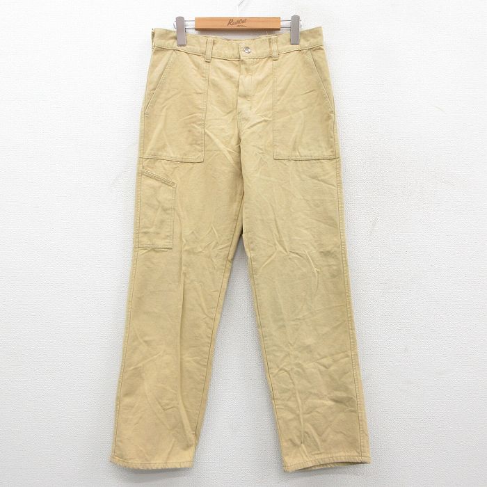 W32★古着 ベイカー パンツ メンズ 80年代 80s ダック地 ベージュ カーキ 【spe】 25oct02 中古 ボトムス ロング