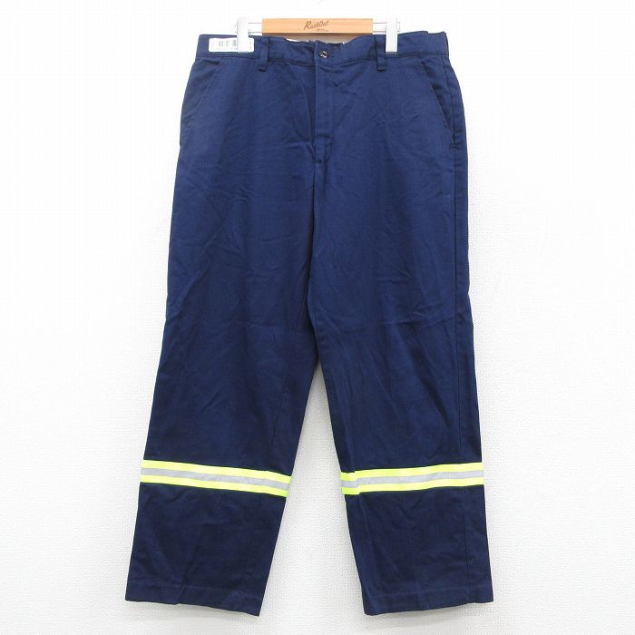 W36★古着 レッドキャップ ワーク パンツ メンズ リフレクター コットン 紺他 ネイビー 25oct03 中古 ボトムス ロング