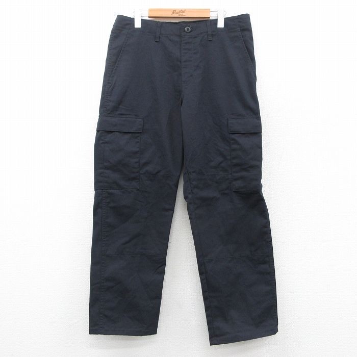 W36★古着 カーゴ パンツ メンズ 黒 ブラック 25oct03 中古 ボトムス ロング