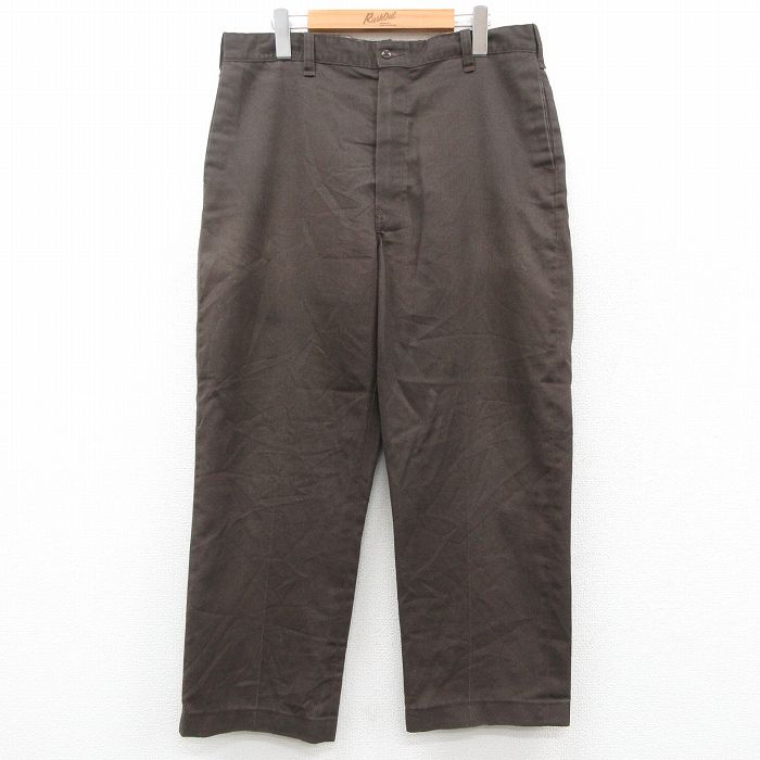 W34★古着 ワーク パンツ メンズ こげ茶 ブラウン 25oct03 中古 ボトムス ロング