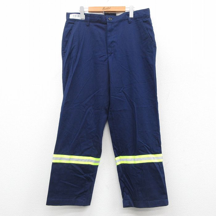 【20%OFF】W35★古着 レッドキャップ ワーク パンツ メンズ リフレクター コットン 紺 ネイビー 25oct03 中古 ボトムス ロング