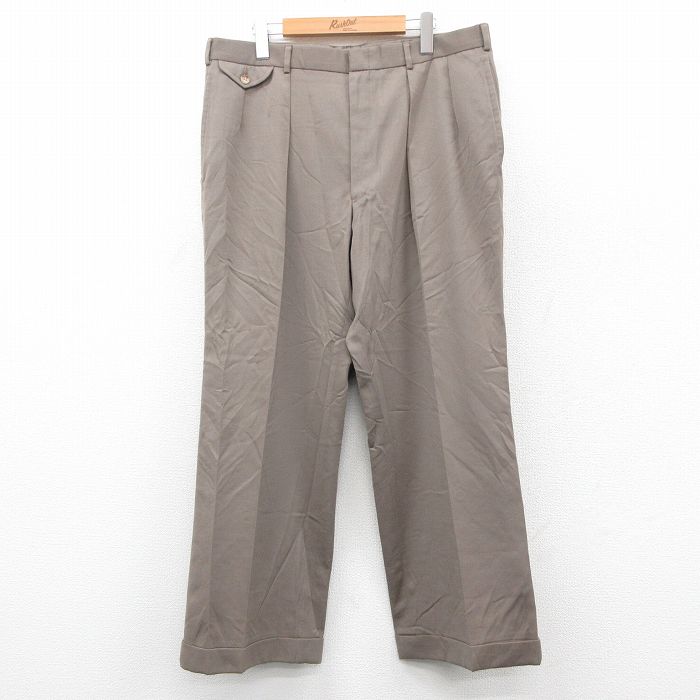 W35★古着 ラルフローレン Ralph Lauren ブランド スラックス パンツ メンズ 90年代 90s タロン ベージュ系 カーキ 【spe】 25oct03 中古 ボトムス ロング