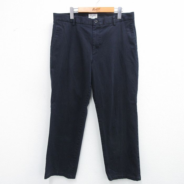 W36★古着 ドッカーズ パンツ メンズ 濃紺 ネイビー 25oct04 中古 ボトムス ロング