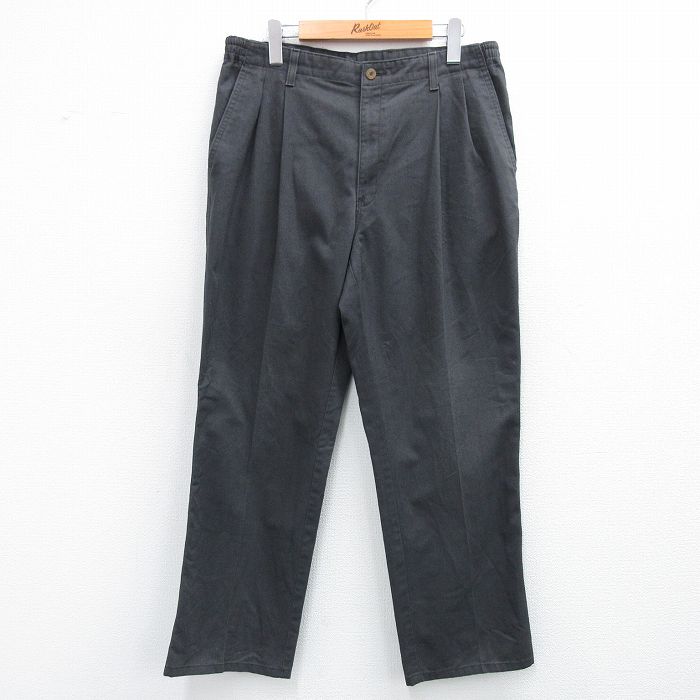 W34★古着 タウンクラフト パンツ メンズ 90年代 90s タロン 濃グレー 25oct04 中古 ボトムス ロング