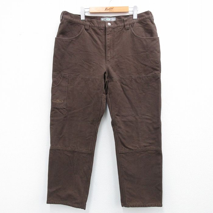 W38★古着 Arborwear パンツ メンズ ダブルニー ダック地 コットン 茶 ブラウン 内側フランネル 【spe】 25oct04 中古 ボトムス ロング