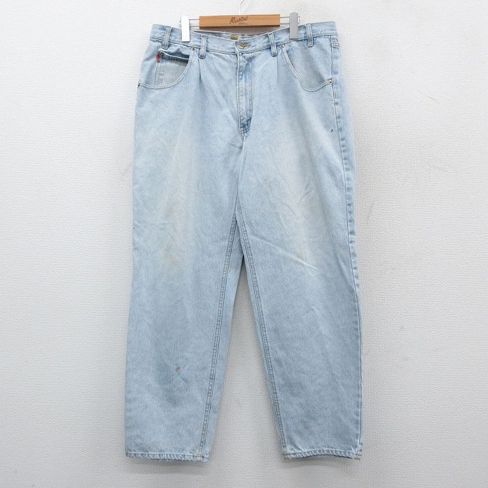 W36★古着 ビューグルボーイ ジーンズ メンズ バギー コットン 薄紺 ネイビー デニム 【spe】 25oct04 中古 ボトムス ジーパン Gパン ロング パンツ