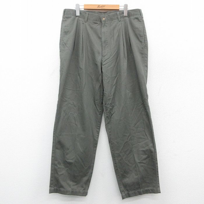 W36★古着 パンツ メンズ コットン グレー系 25oct04 中古 ボトムス ロング