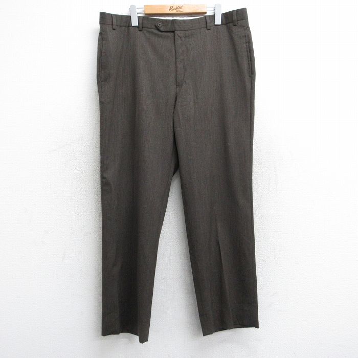 W38★古着 ブルックスブラザーズ BROOKS BROTHERS ブランド スラックス パンツ メンズ ウール 茶 ブラウン 25oct04 中古 ボトムス ロング