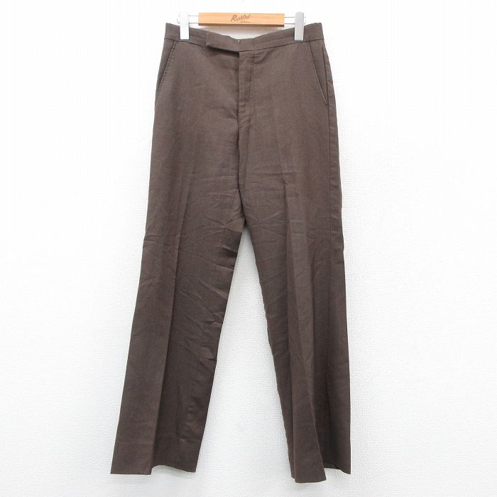 W30★古着 シアーズ スラックス パンツ メンズ 90年代 90s 茶 ブラウン 25oct06 中古 ボトムス ロング