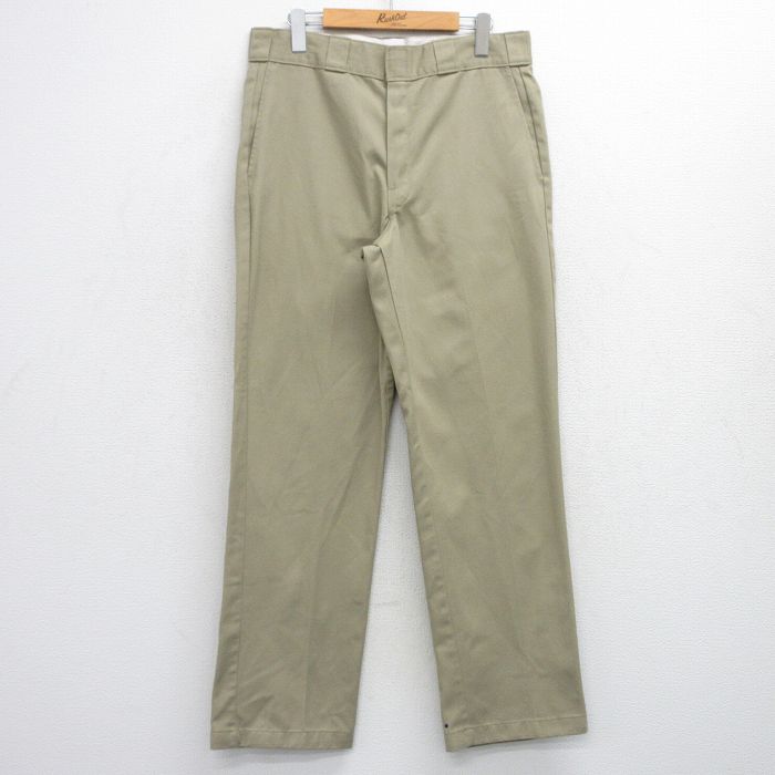 W33★古着 ディッキーズ Dickies ワーク パンツ メンズ ベージュ カーキ 25oct08 中古 ボトムス ロング