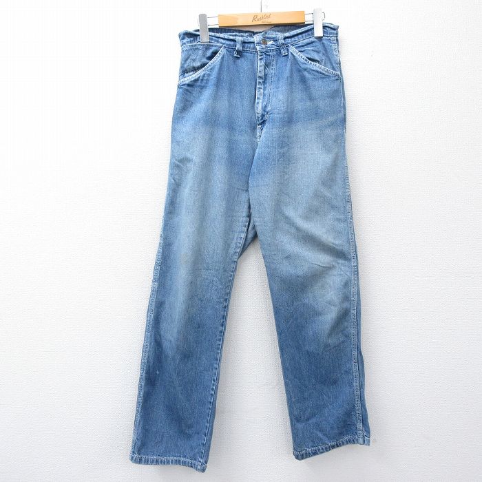 W31★古着 ギャップ GAP ペインター パンツ メンズ 80年代 80s コットン USA製 タロン 紺 ネイビー デニム 25oct14 中古 ボトムス ロング