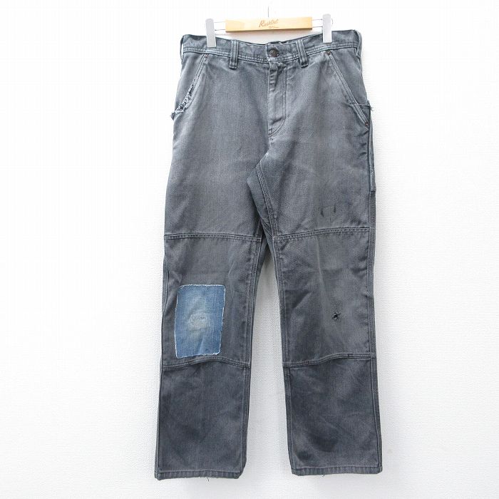 W33★古着 パタゴニア patagonia パンツ メンズ ワンポイントロゴ ダブルニー ダック地 グレー 【spe】 25oct14 中古 ボトムス ロング