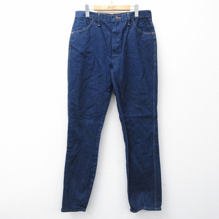W36★古着 ラスラー ジーンズ メンズ 80年代 80s USA製 タロン 濃紺 ネイビー デニム 25oct16 中古 ボトムス ジーパン Gパン ロング パンツ