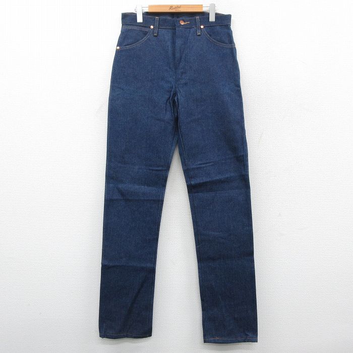 W32★古着 ラングラー Wrangler ジーンズ メンズ コットン 濃紺 ネイビー デニム 25oct16 中古 ボトムス ジーパン Gパン ロング パンツ