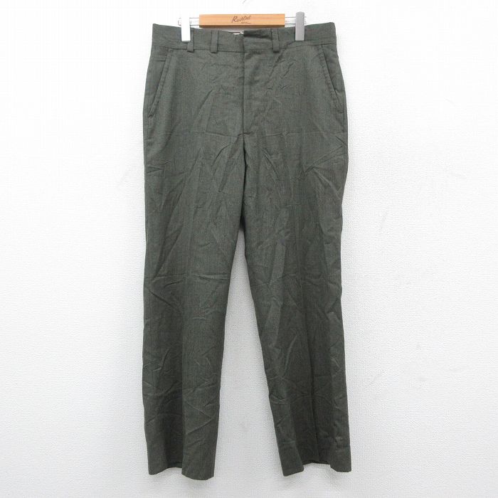 W34★古着 エルエルビーン LLBEAN スラックス パンツ メンズ 80年代 80s ウール タロン 濃緑 グリーン 【spe】 25oct16 中古 ボトムス ロング
