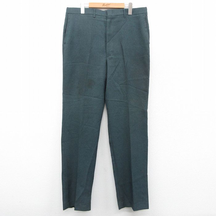 W36★古着 HAGGAR スラックス パンツ メンズ 80年代 80s USA製 タロン 濃緑系 グリーン 25oct16 中古 ボトムス ロング