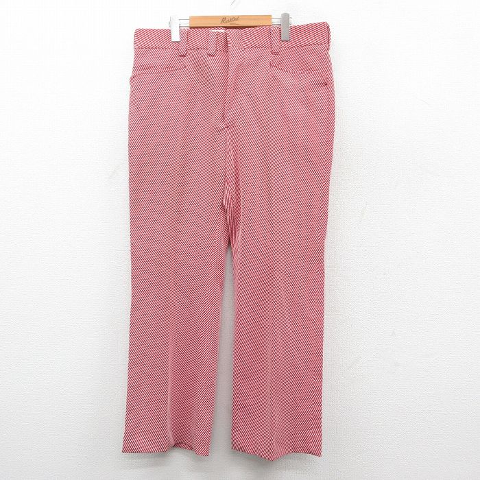W37★古着 パンツ メンズ 80年代 80s 赤他 レッド 25oct16 中古 ボトムス ロング