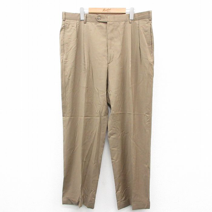 W39★古着 JOS A BANK スラックス パンツ メンズ 90年代 90s ウール USA製 ベージュ カーキ 25oct17 中古 ボトムス ロング