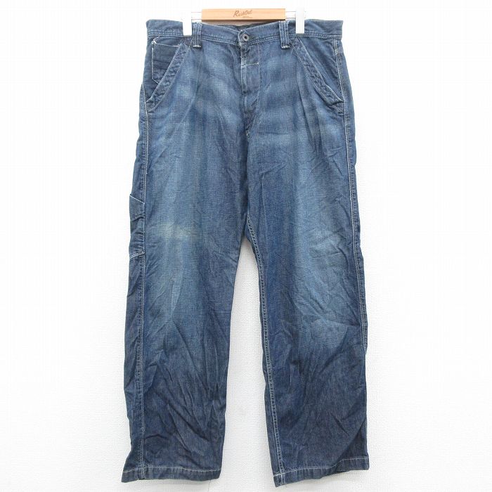 W37★古着 ラルフローレン Ralph Lauren ポロジーンズ ブランド ジーンズ メンズ コットン 紺 ネイビー デニム 【spe】 25oct17 中古 ボトムス ジーパン Gパン ロング パンツ