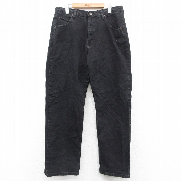 W34★古着 ラングラー Wrangler ジーンズ メンズ 黒 ブラック 25oct17 中古 ボトムス ジーパン Gパン ロング パンツ