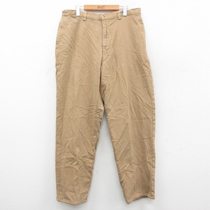 W34★古着 ノーティカ NAUTICA ブランド パンツ メンズ 90年代 90s コットン ベージュ カーキ 内側フランネル 25oct18 中古 ボトムス ロング