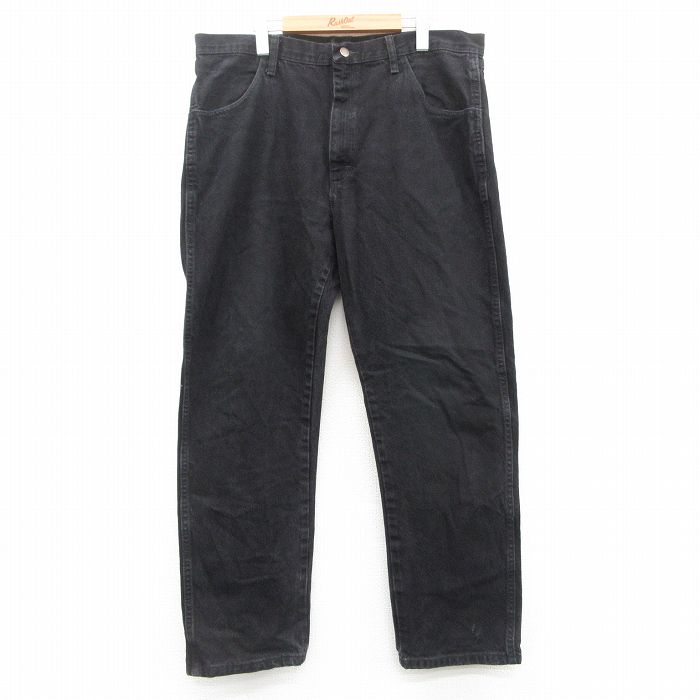 W38★古着 ラスラー ジーンズ メンズ コットン 黒 ブラック デニム 25oct18 中古 ボトムス ジーパン Gパン ロング パンツ