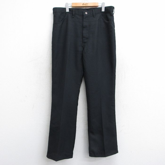 W35★古着 ラングラー Wrangler ランチャー パンツ メンズ 80年代 80s USA製 タロン 黒 ブラック 【spe】 25oct18 中古 ボトムス ロング
