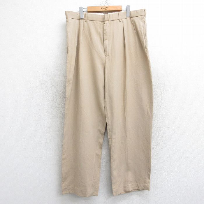 W37★古着 ラルフローレン Ralph Lauren ポロゴルフ ブランド スラックス パンツ メンズ 90年代 90s ベージュ カーキ 【spe】 25oct18 中古 ボトムス ロング