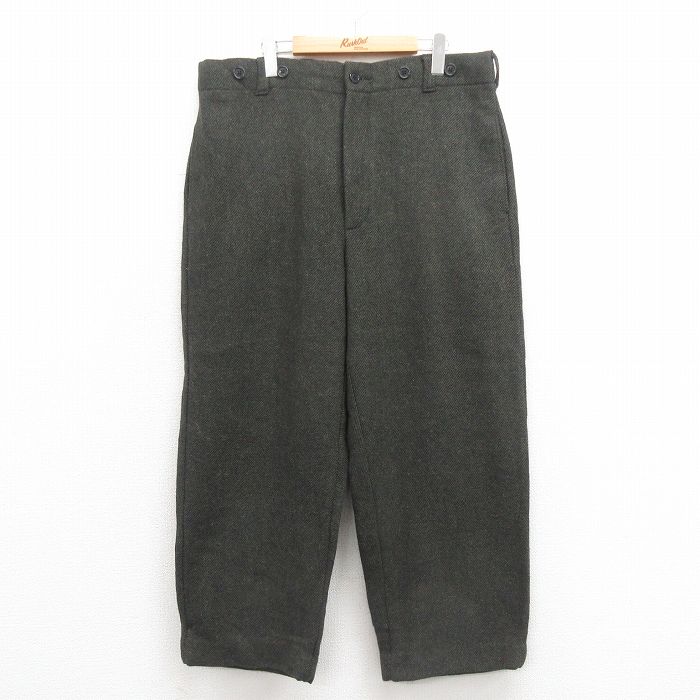 W37★古着 ウールリッチ WOOLRICH パンツ メンズ ウール 濃緑 グリーン 25oct18 中古 ボトムス ロング
