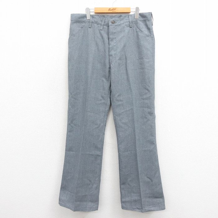 W36★古着 パンツ メンズ 80年代 80s フレア ブーツカット デッド タロン USA製 グレー 25oct18 中古 ボトムス ロング