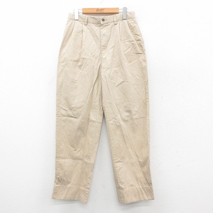 W30★古着 パンツ メンズ ベージュ カーキ 25oct22 中古 ボトムス ロング
