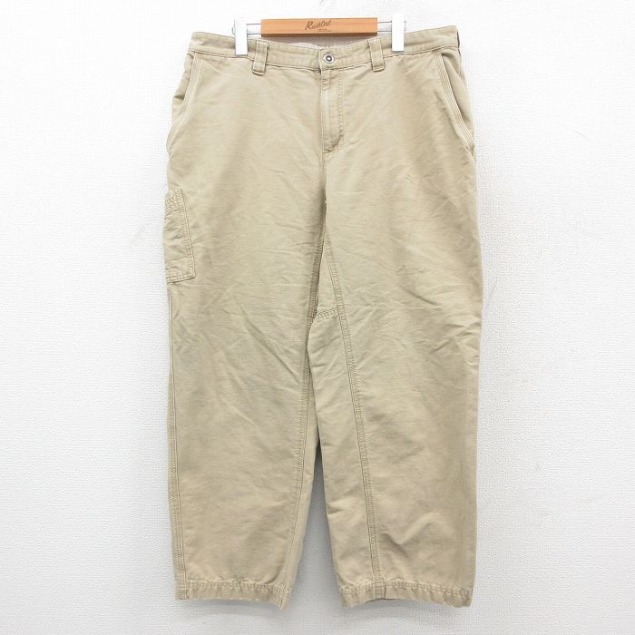 【20%OFF】W35★古着 コロンビア COLUMBIA パンツ メンズ コットン ベージュ カーキ 25oct23 中古 ボトムス ロング