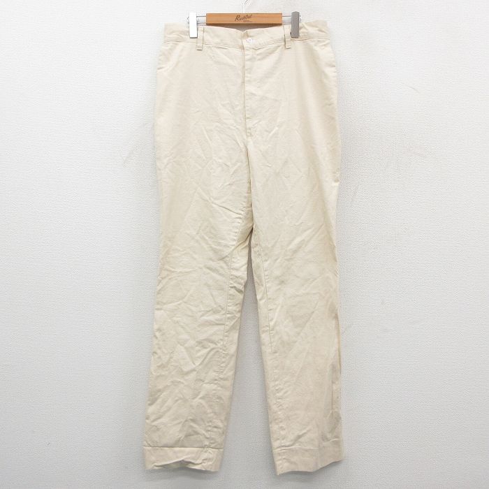 W34★古着 DEE CEE パンツ メンズ 80年代 80s コットン USA製 生成り 【spe】 25oct23 中古 ボトムス ロング