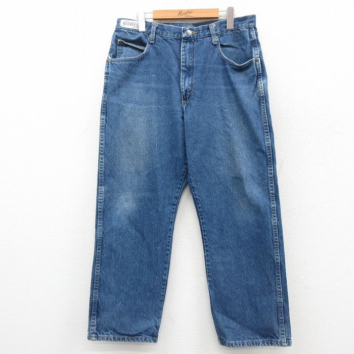 W34★古着 レッドキャップ ジーンズ メンズ 00年代 00s ヒゲ コットン 紺 ネイビー デニム 25oct23 中古 ボトムス ジーパン Gパン ロング パンツ