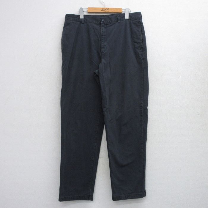W36★古着 エルエルビーン LLBEAN パンツ メンズ 00年代 00s コットン 濃紺 ネイビー 内側フランネル 25oct24 中古 ボトムス ロング